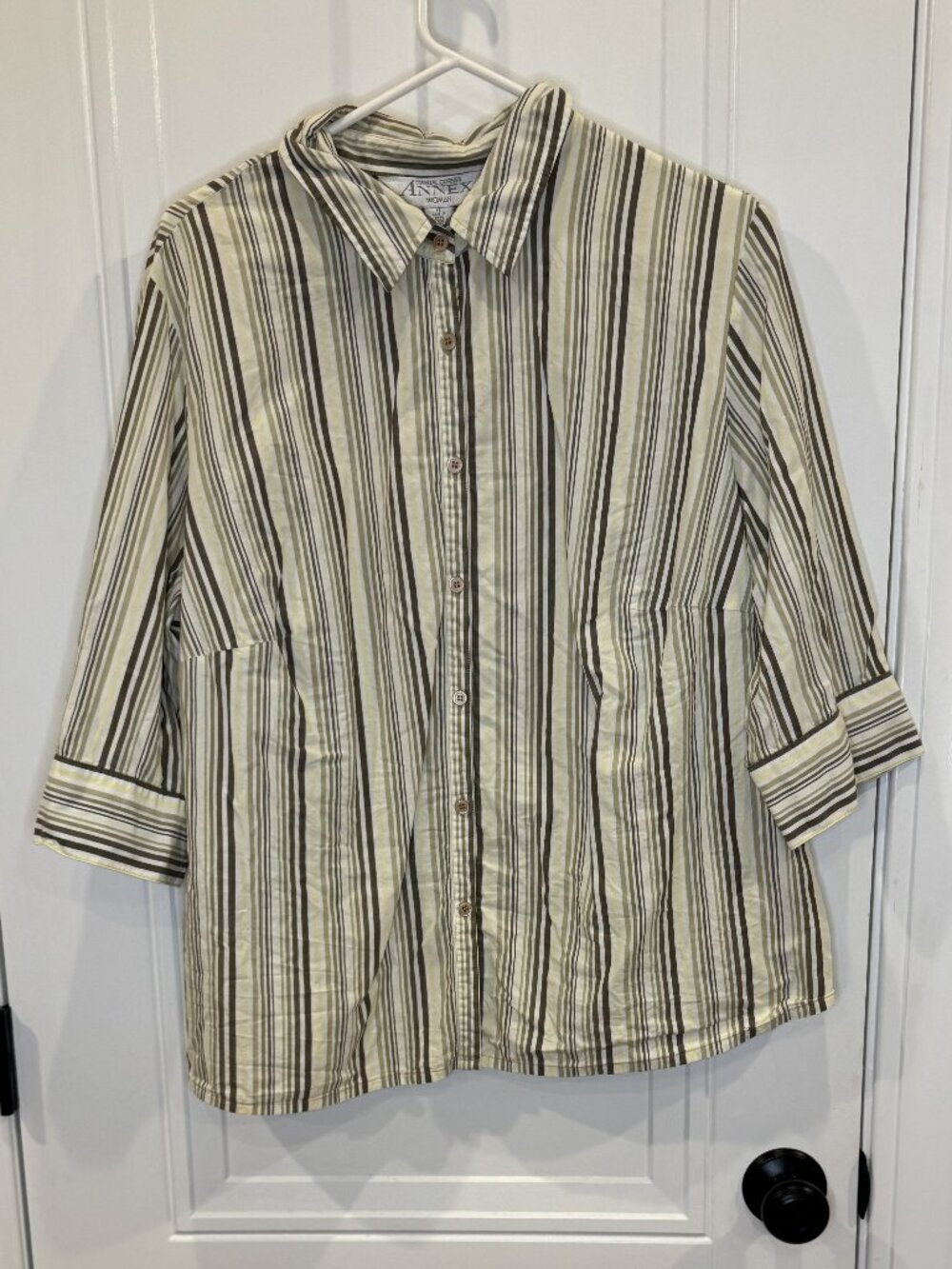 Vintage Y2K Casual Corner Annex Woman Striped Button Down 100% Cotton EUC 1x